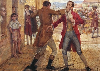 Escenificación de la pelea en