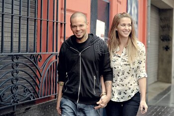 Junto a su ex y padre de su hijo. René