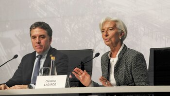 El ministro Dujovne, junto a la directora gerente del FMI, Christine Lagarde. (Patricio Murphy)