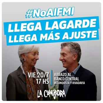 Afiche de La Cámpora convocando al abrazo al Banco Central, que se hizo el viernes.
