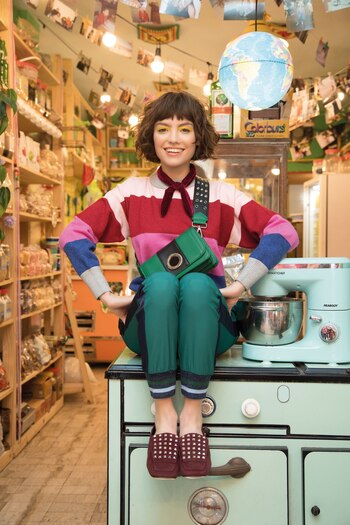 Suéter rayado de mohair ($