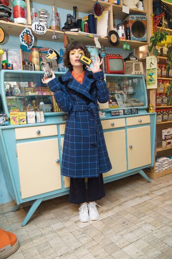 Tapado a cuadros y pantalón