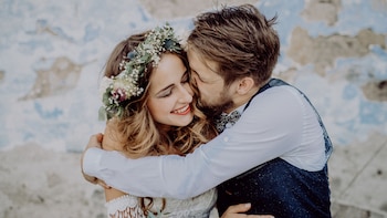 Beautiful young bride and groom