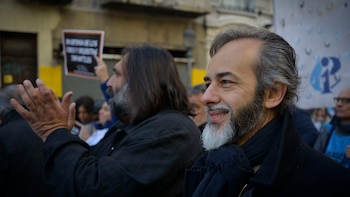 Roberto Baradel, secretario general de SUTEBA, y Eduardo López, titular de UTE (Gustavo Gavotti)