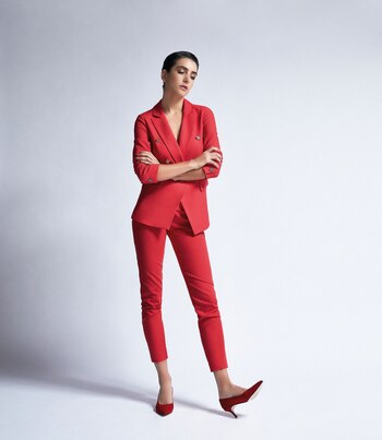 Blazer cruzado con bolsillos ($