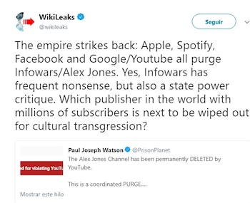 Wikileaks expresó por Twitter su