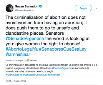 El tuit de la actriz.