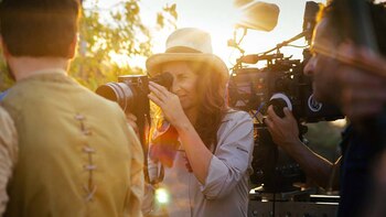 Lucrecia Martel durante la filmación