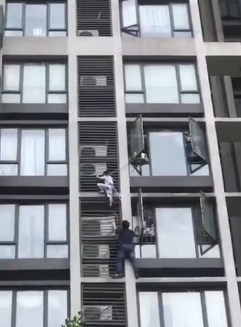 El niño logró subir de