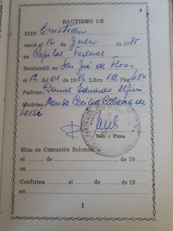 Registro de bautismo