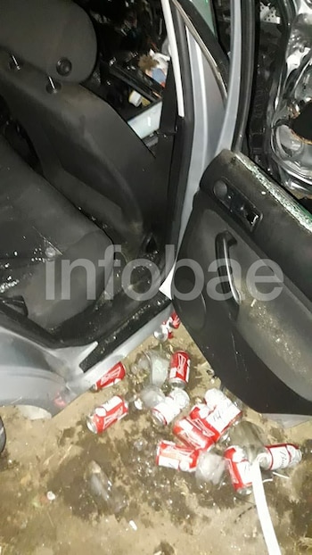 El alcohol encontrado dentro del auto