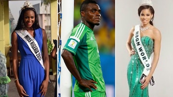 Emmanuel Emenike y sus dos esposas