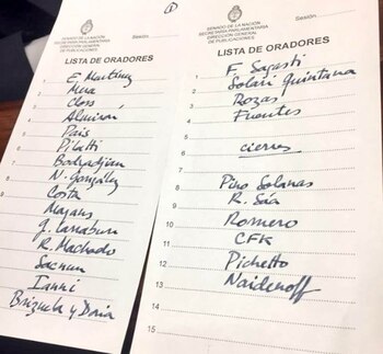 La lista de oradores