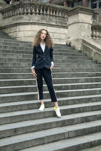 Blazer y pantalón con raya