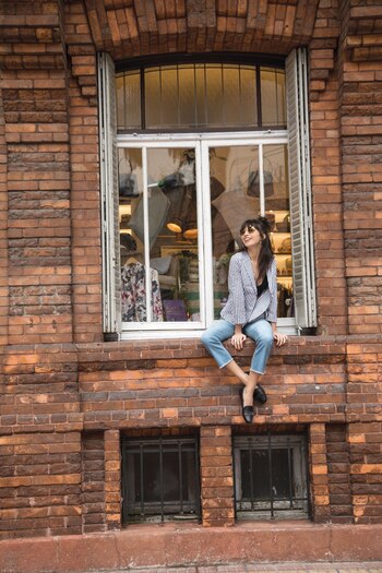 Blazer de gabardina a rayas