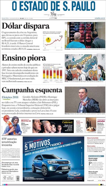 O Estado de S.Paulo titula