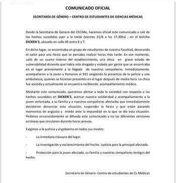 El comunicado de la Secretaría