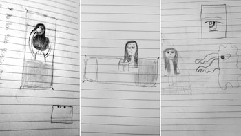 Micaela hizo estos dibujos en