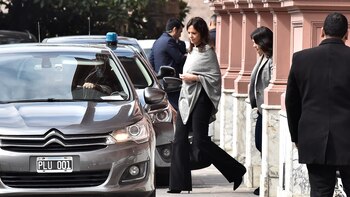 Carolina Stanley saliendo esta tarde