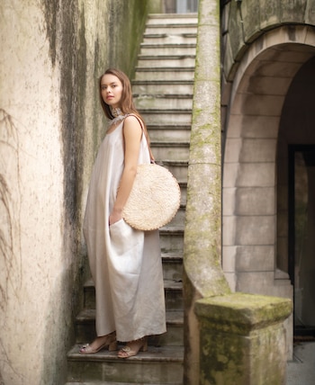 Vestido maxi de lino ($