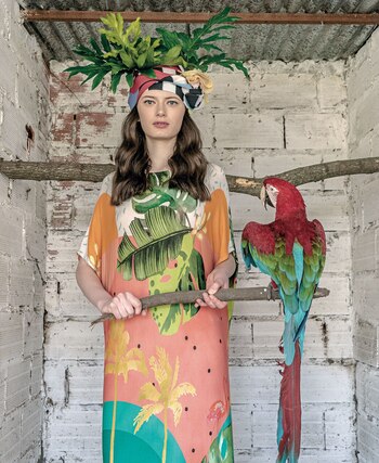 De algodón con estampa tropical ($