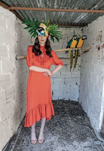 Vestido de seda natural y