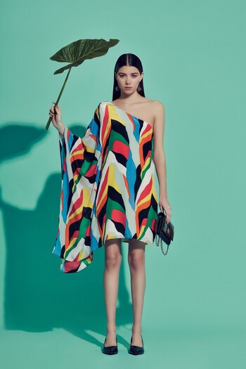 Vestido de seda estampada con