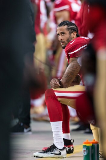 Kaepernick durante una protesta antes