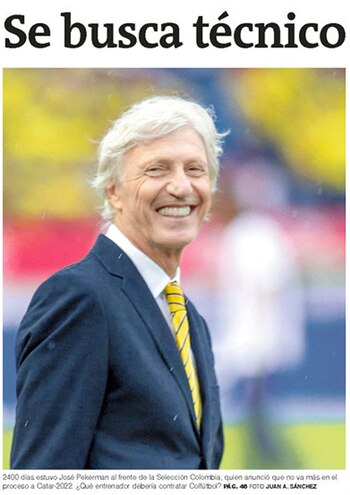 La tapa del El Colombiano tras la salida de Pekerman