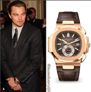 Leonardo DiCaprio con un Patek Philippe Nautilus en oro rosado de USD. 65 mil