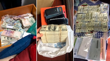 Dinero incautado a la banda