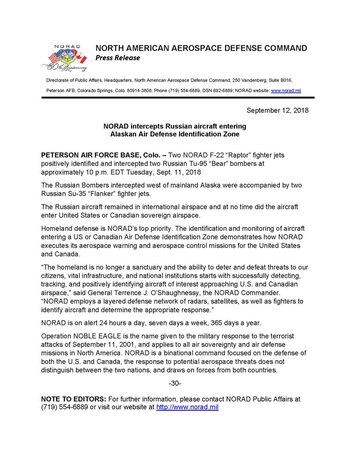 El comunicado publicado por Norad