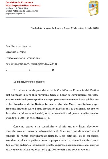 Primera parte de la carta