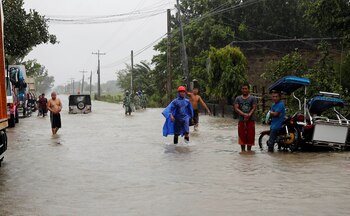 Una calle inundad en Luzon,