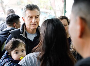 Mauricio Macri durante un timbreo