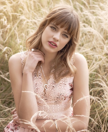 Vestido estampado con guipure (DOT