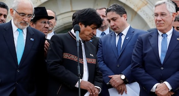 El presidente Evo Morales, tras