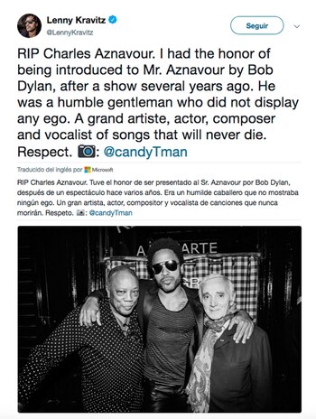 Lenny Kravitz lo despidió desde