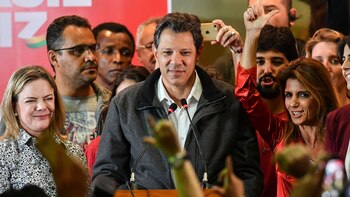 Haddad durante su discurso luego