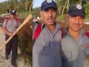 Instantáneas de un video tomado el día de abril de 2016 en que Rodríguez Sariol y otras 25 personas escaparon de Cuba en bote hacia los Estados Unidos
