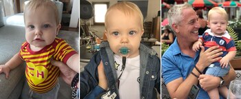 Con un remera del chapulin