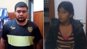 Fabián y Leonela tras ser detenidos.
