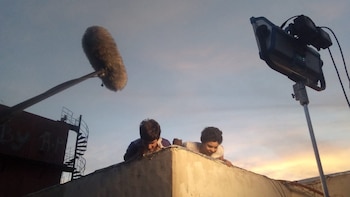 Balthazar en pleno rodaje de