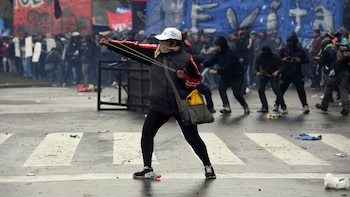 Uno de los manifestantes con