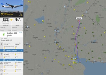 El avión partió a las