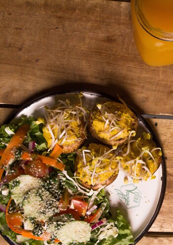 Portobellos rellenos con crema de