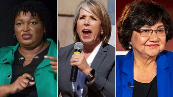 Stacey Abrahms, Michelle Lujan-Grisham y