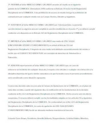 El fallo de la Conmebol