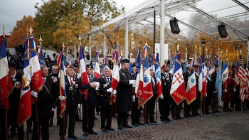 Veteranos franceses durante el acto de conmemoración (Reuters)