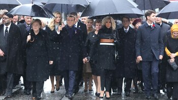 Líderes internacionales participaron en París del acto conmemorativo por el fin de la Primera Guerra Mundial (AFP)